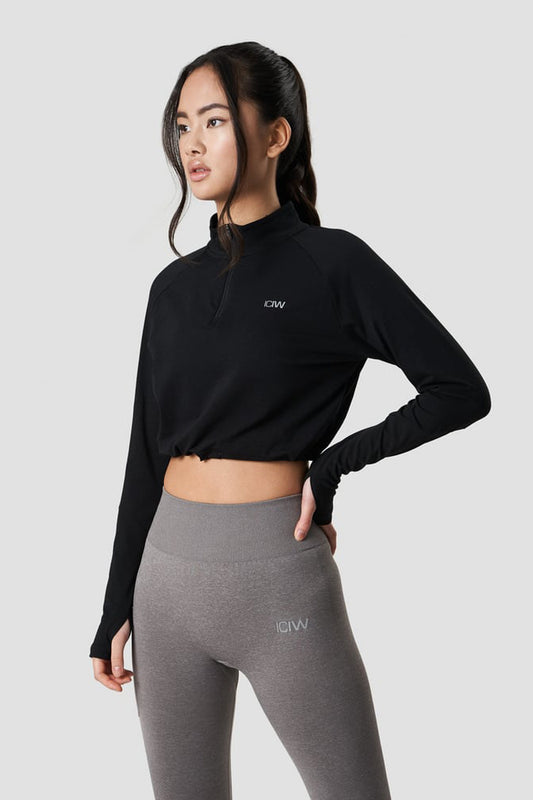 define cropped 1/4 zip adjustable - for kvinde - ICANIWILL - Toppe