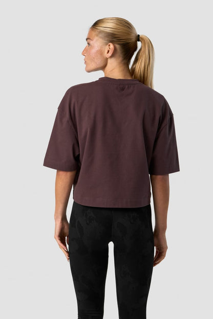 everyday cotton cropped t-shirt burgundy