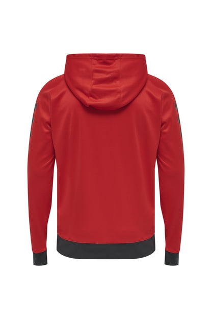 HUMMEL - Hmlaction Poly Zip Hoodie - Flame Scarlet/ebony