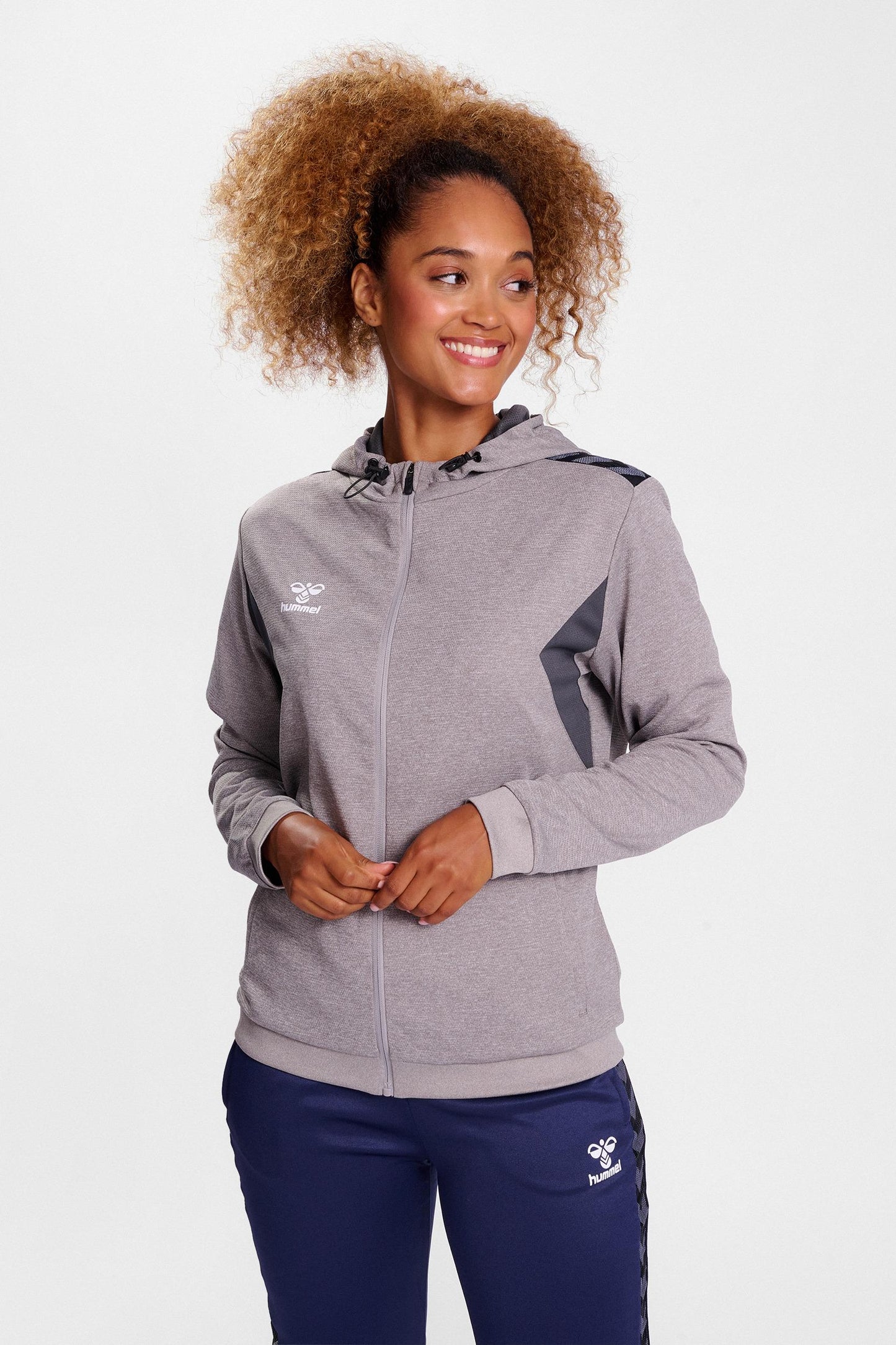 HUMMEL - Hmlauthentic Pl Zip Hoodie Woman - Grey Melange