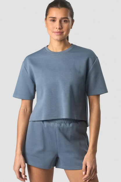 ICANIWILL - Revive Heavy Cropped T-shirt - Steel Blue