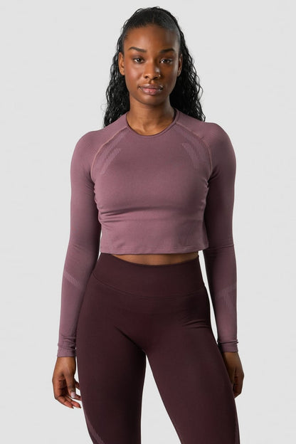 impact seamless ls crop top purple