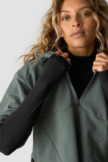 mirage mid sleeve hoodie wmn sea green