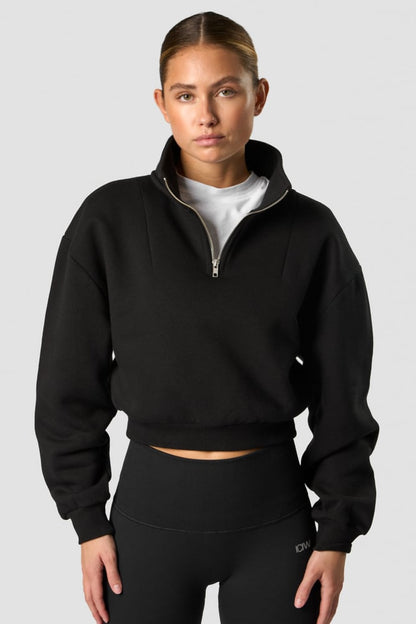 nimble cropped 1/4 zip black