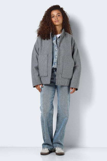 NOISY MAY - Halston L/s Bomber Jacket Wvn - Grey