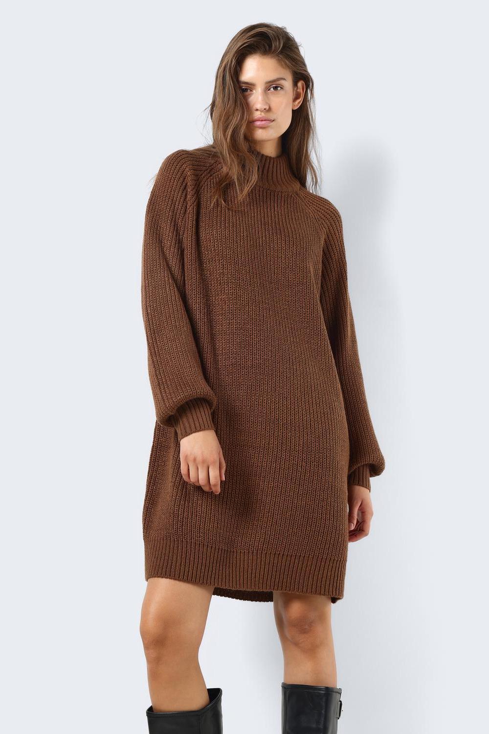 NOISY MAY - Timmy L/s Knit Dress - Brown