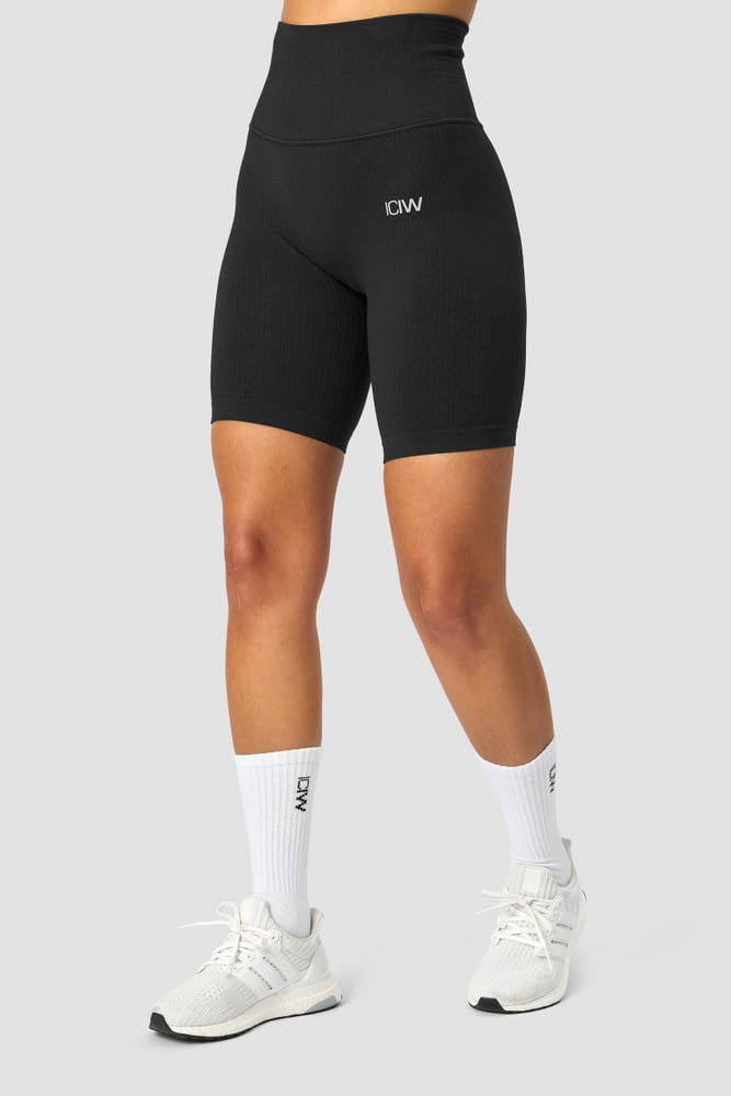 ribbed define seamless pocket biker shorts black