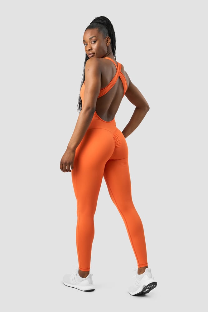 scrunch jumpsuit orange