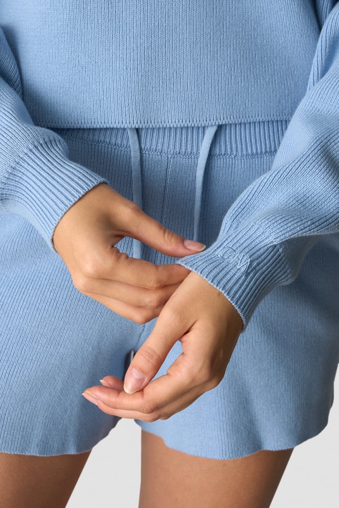 soft knit cropped crewneck light blue